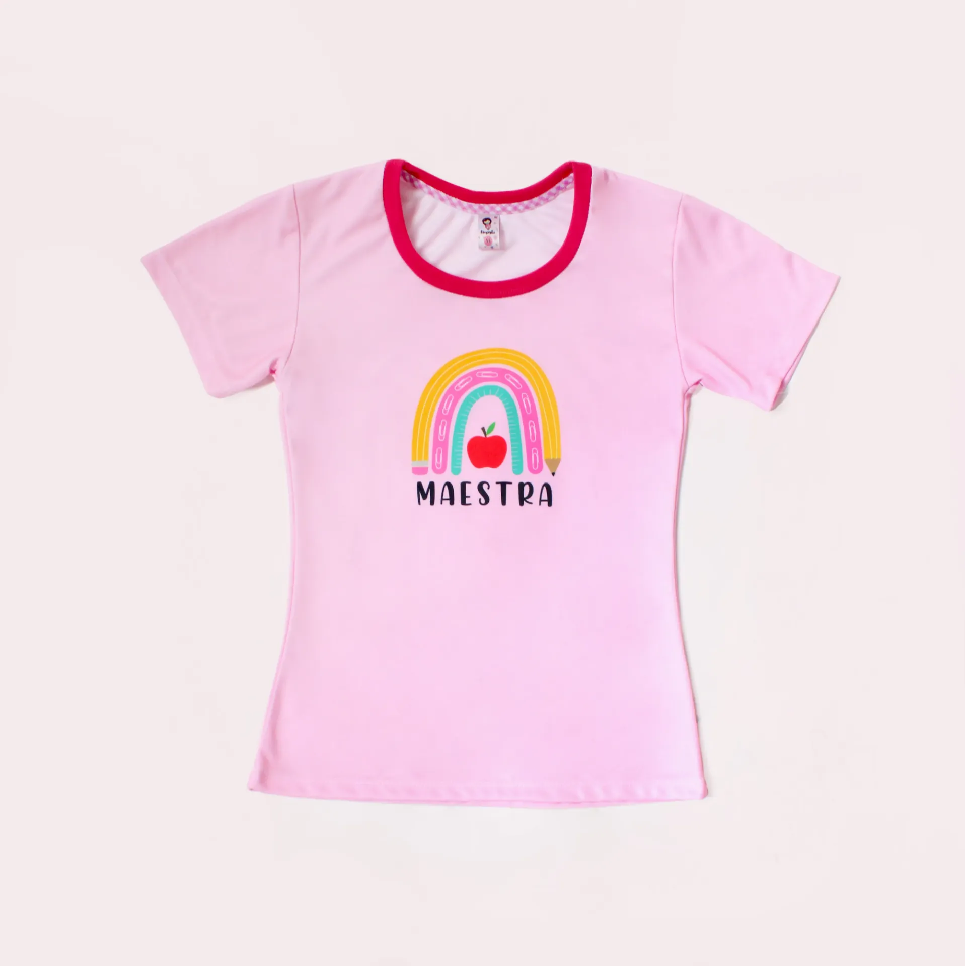 Teach-shirt Maestra arcoíris Rosa (2XS, Normal)